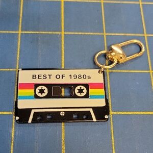 Retro Cassette Keychain - Black and Multicolor New